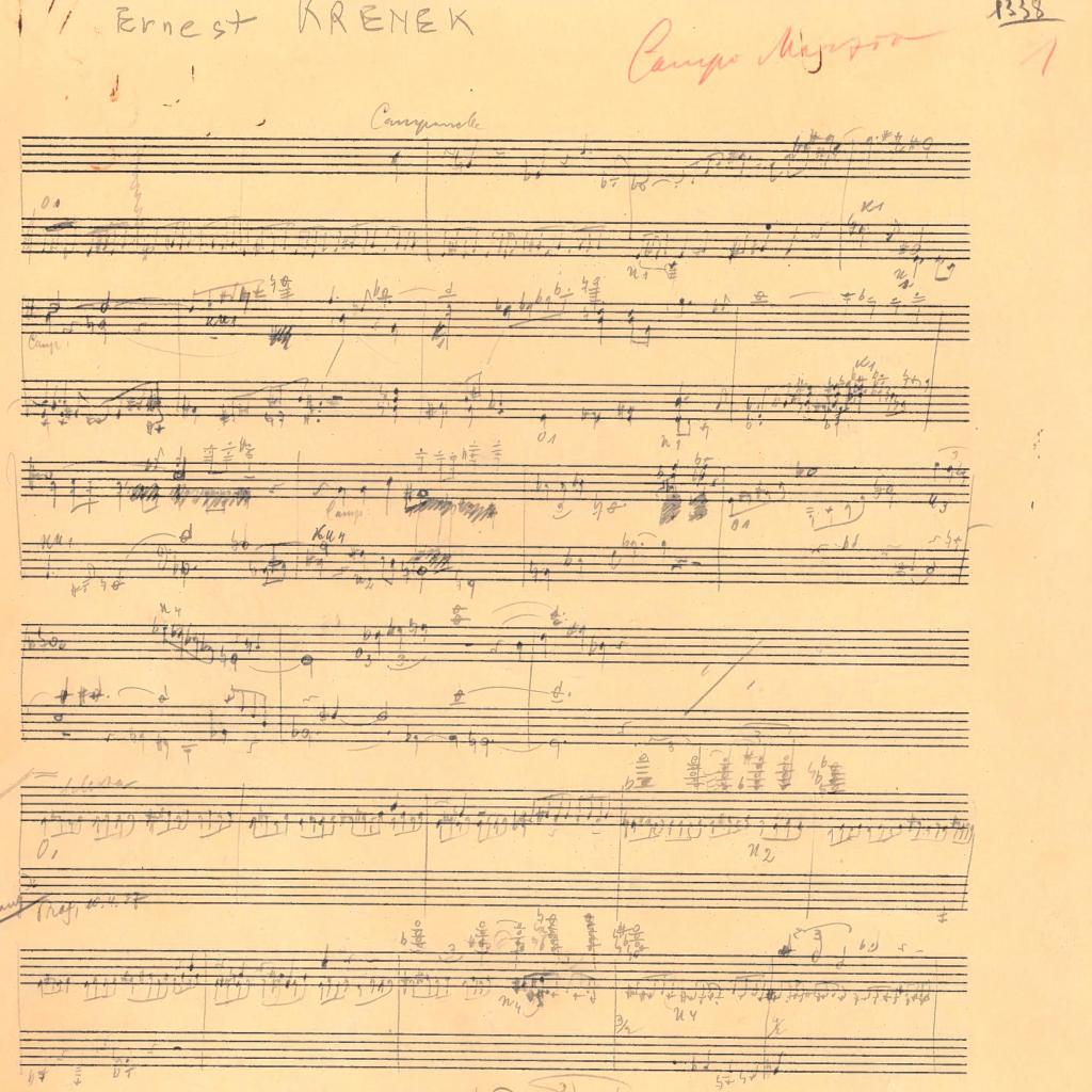 Autograph Seite Campo Marzio Ernst Krenek