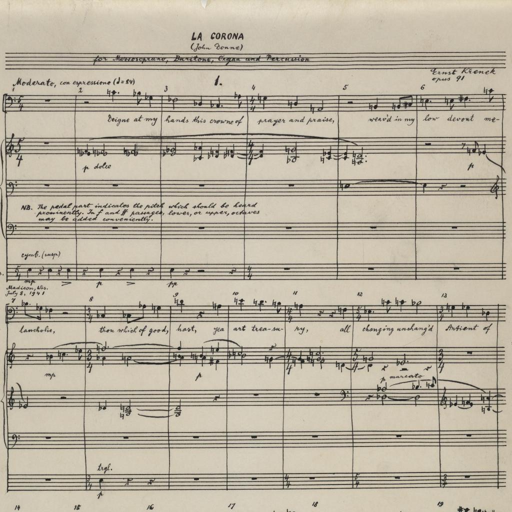 La Corona Autograph Ernst Krenek Ausschnitt