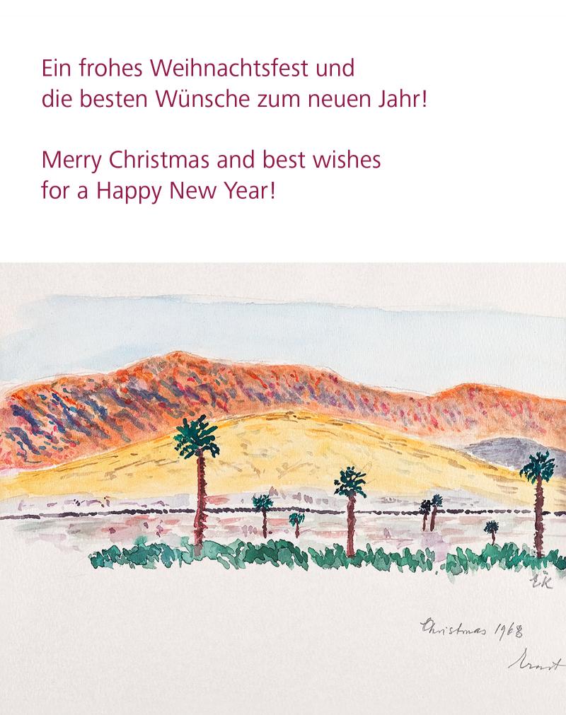 Frohe Weihnachten! Aquarell von Ernst Krenek